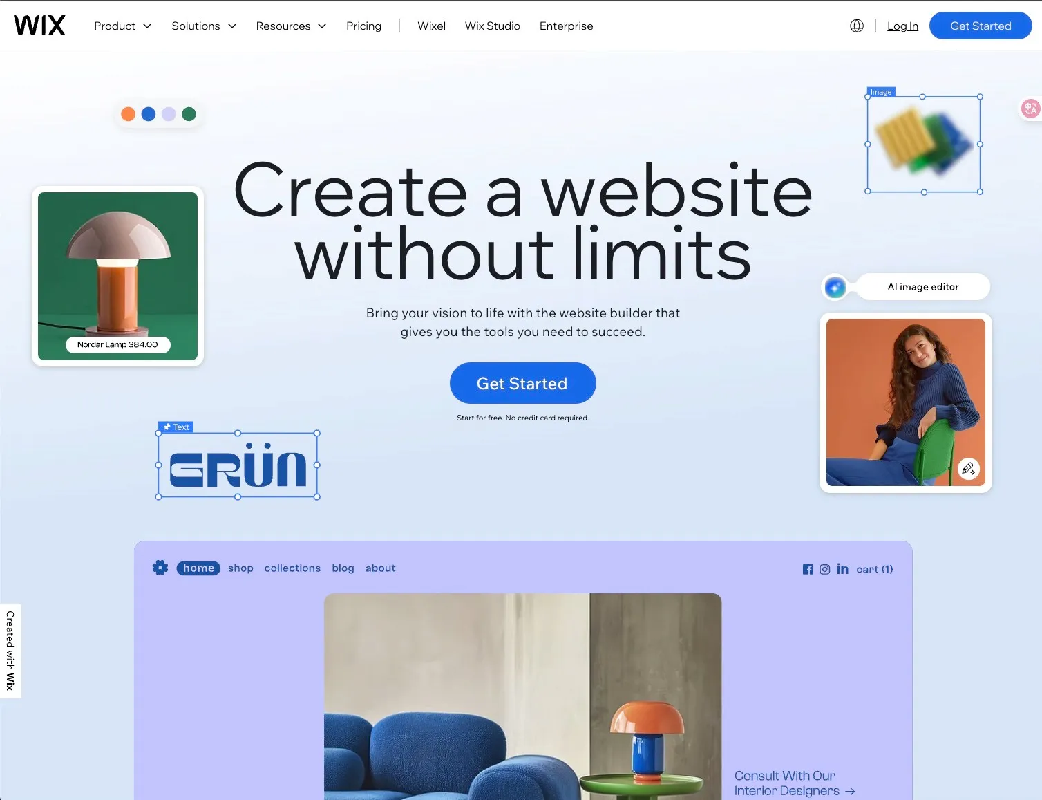 Wix home page