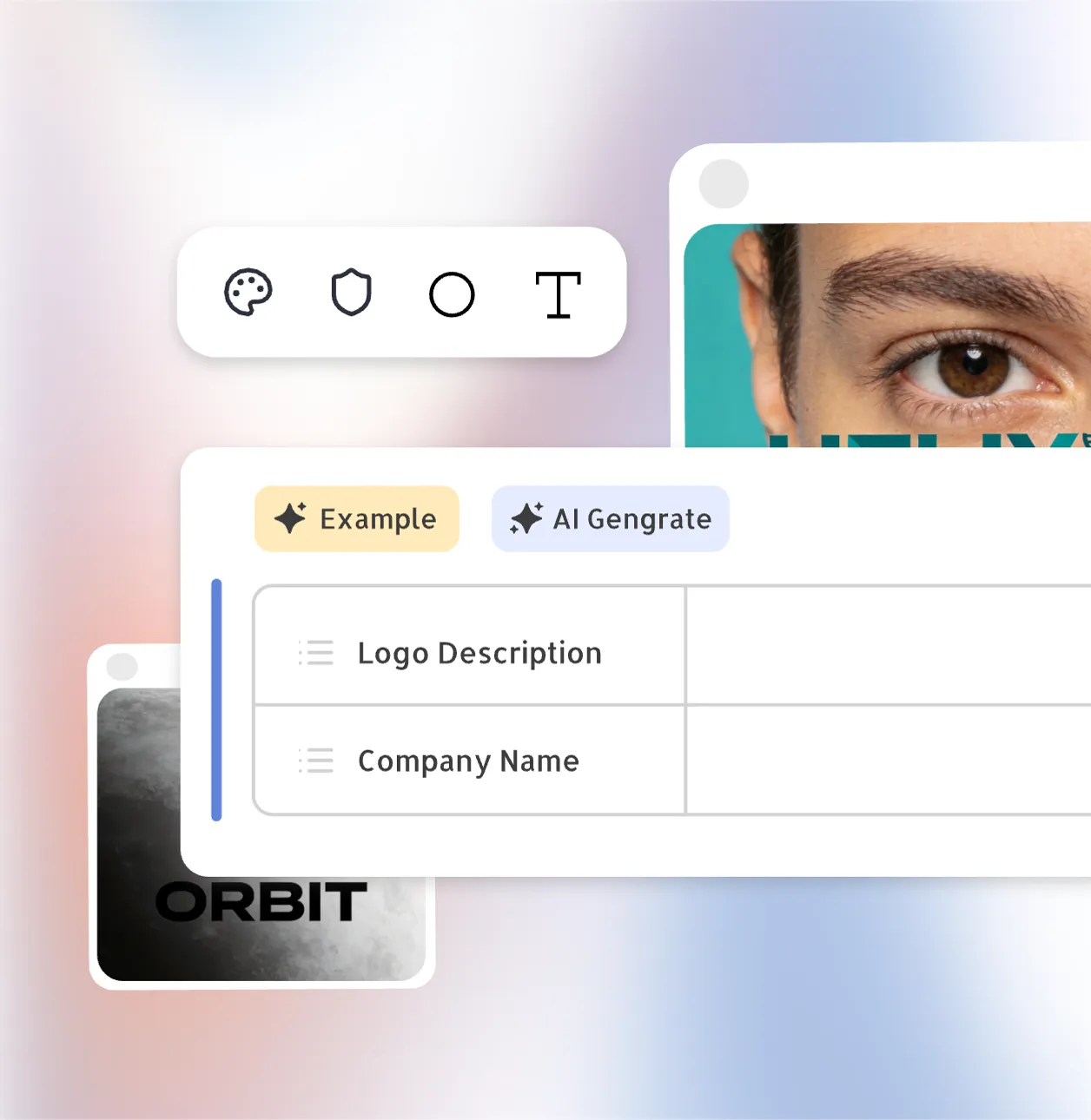Exemplos de ideias de design de logo usados para ilustrar dicas de logos gerados por IA