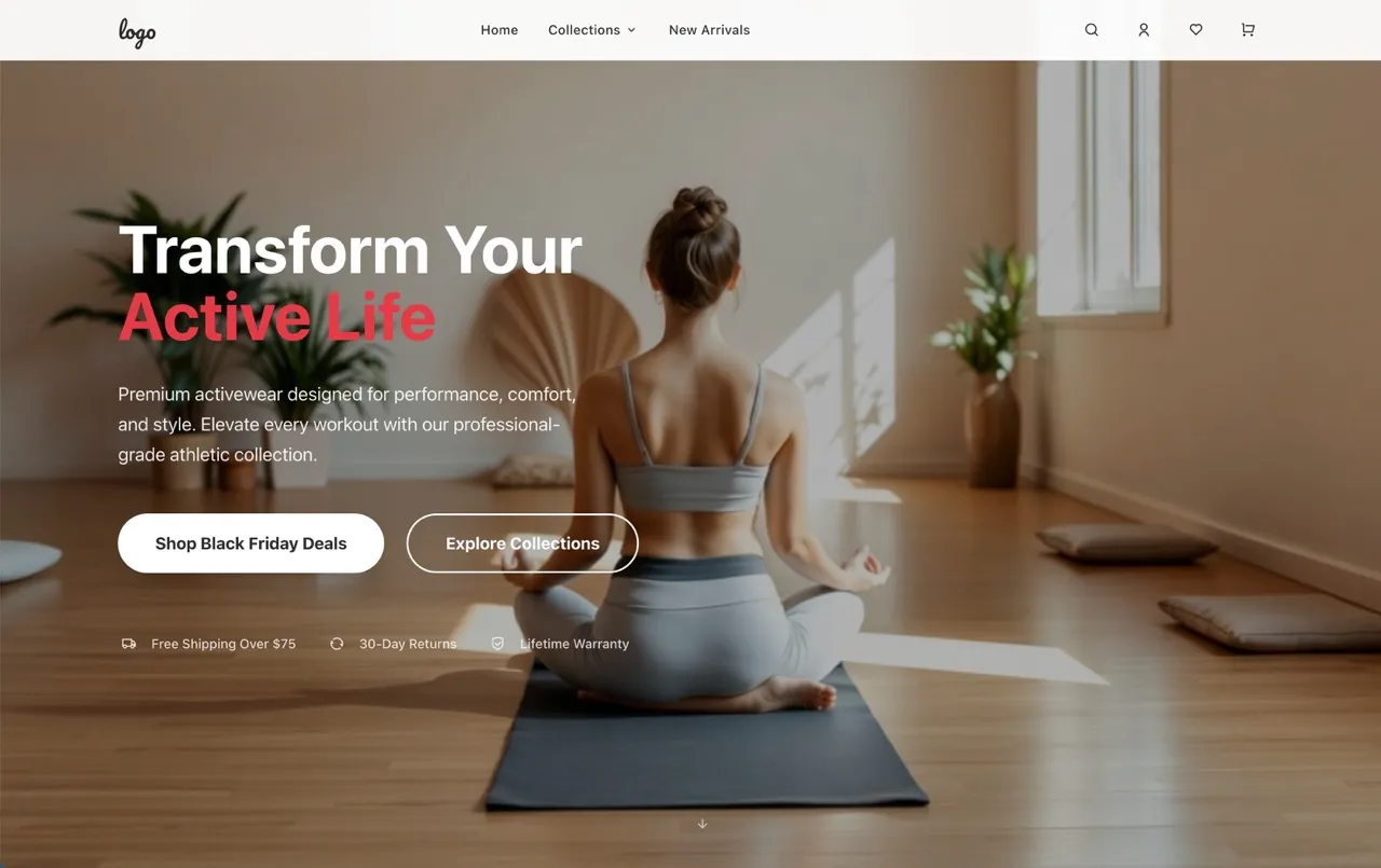 Yoga Apparel E-commerce Website Yoga Apparel E-commerce Website